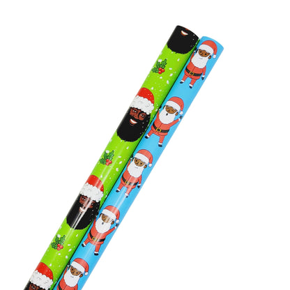 Tale of 2 Black Santas Gift Wrapping Paper Roll (2-Pack Set) - Izzy & Liv