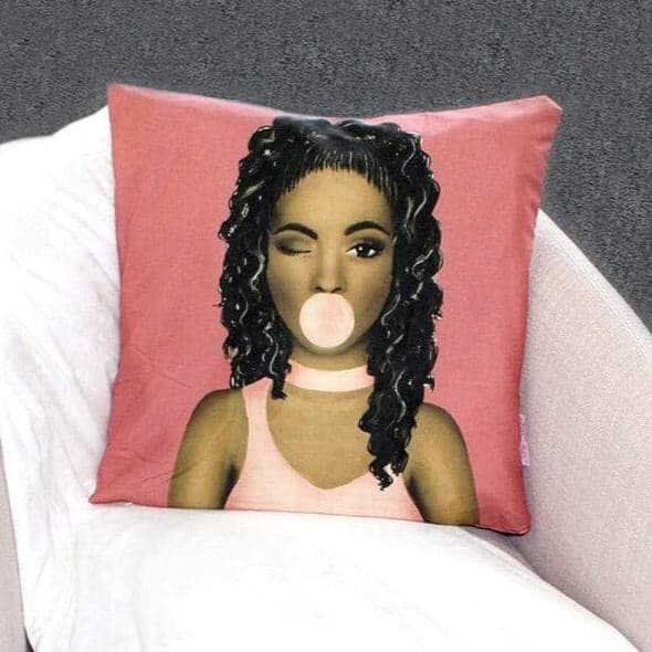 Wavy Hair Brown Sugar Girl Throw Pillow Cover - Izzy & Liv